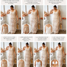 Charger l'image dans la galerie, Robe longue crochet beige en coton