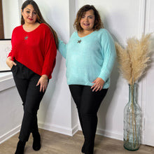 Charger l'image dans la galerie, Pull détail étoile vert d’eau