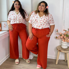 Charger l'image dans la galerie, Pantalon fluide large terracotta à laçage ajustable