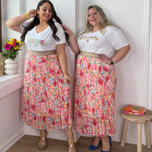 Charger l'image dans la galerie, Jupe plissée fleurie tons roses