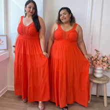 Charger l'image dans la galerie, Robe longue dentelle élégance orange