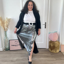Charger l'image dans la galerie, Jupe fluide métallisée grise