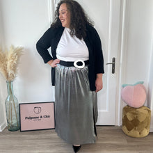 Charger l'image dans la galerie, Jupe fluide métallisée grise