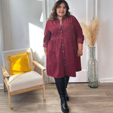 Charger l'image dans la galerie, Robe chemise velours bordeaux
