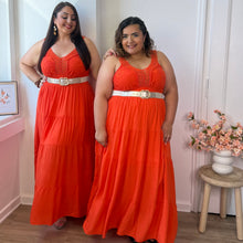 Charger l'image dans la galerie, Robe longue dentelle élégance orange