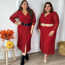 Charger l'image dans la galerie, Robe longue crochet bordeaux