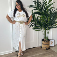 Charger l'image dans la galerie, Jupe longue blanche à détail doré