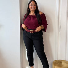 Charger l'image dans la galerie, Blouse à épaules dénudées bordeaux
