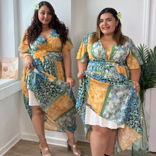 Charger l'image dans la galerie, Robe longue imprimé patchwork vert et orange