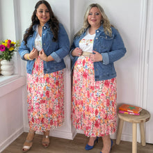 Charger l'image dans la galerie, Jupe plissée fleurie tons roses