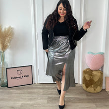 Charger l'image dans la galerie, Jupe fluide métallisée grise