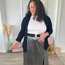 Charger l'image dans la galerie, Jupe fluide métallisée grise