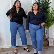 Charger l'image dans la galerie, Pantalon effet jean mom clair en coton