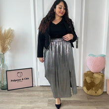 Charger l'image dans la galerie, Jupe fluide métallisée grise