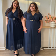 Charger l'image dans la galerie, ⁠Robe longue chic marine col plissé
