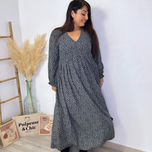 Charger l'image dans la galerie, Robe longue petites fleurs kaki
