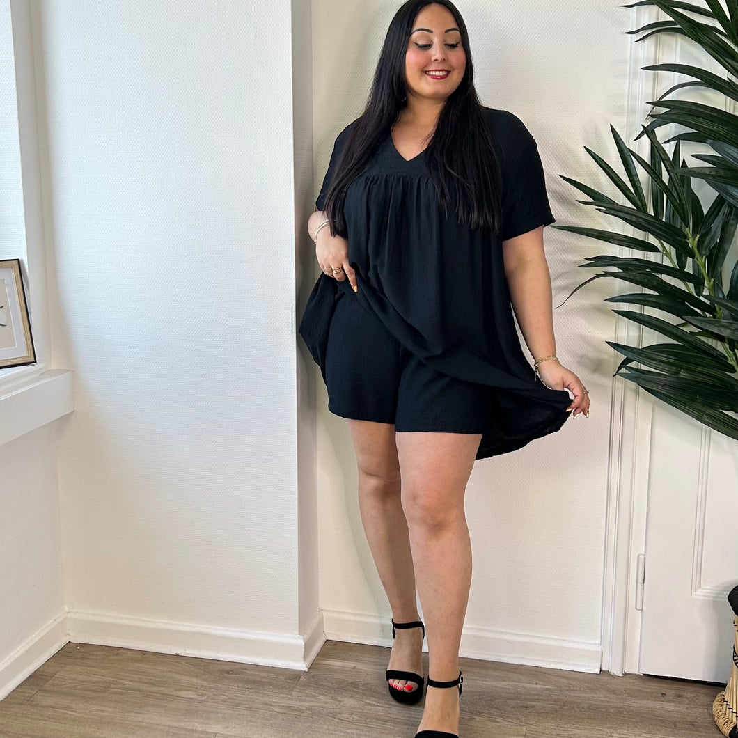 Robe-short courte fluide noire