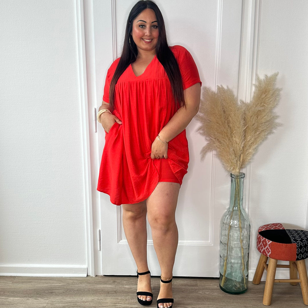 Robe-short rouge/corail