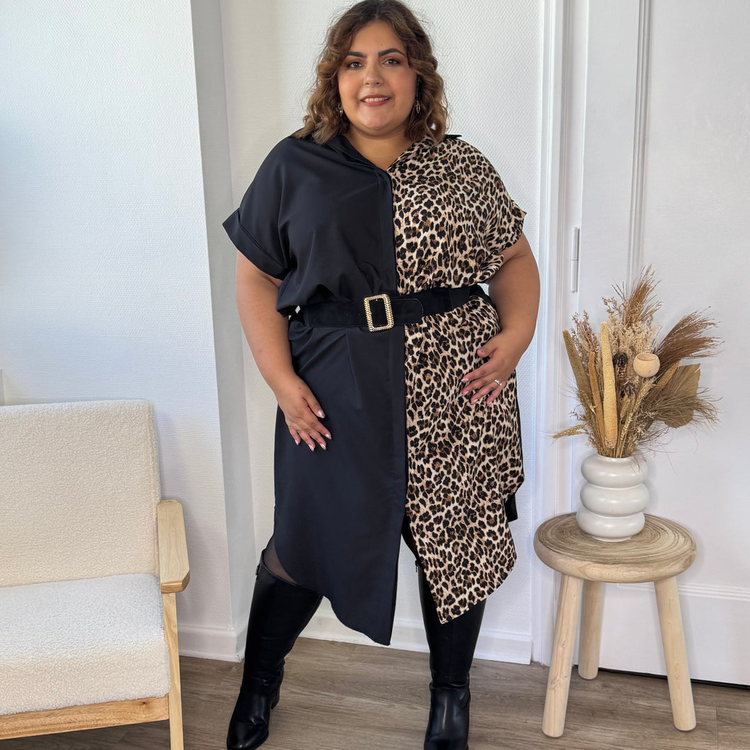 Robe bicolore léopard