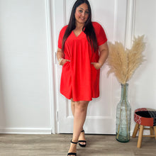 Charger l&#39;image dans la galerie, Robe-short rouge/corail
