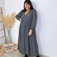 Charger l'image dans la galerie, Robe longue petites fleurs kaki
