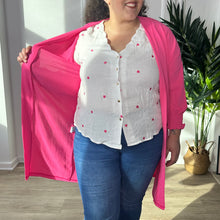 Charger l&#39;image dans la galerie, Chemise coeur fuchsia en coton
