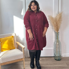 Charger l'image dans la galerie, ⁠Robe chemise velours bordeaux
