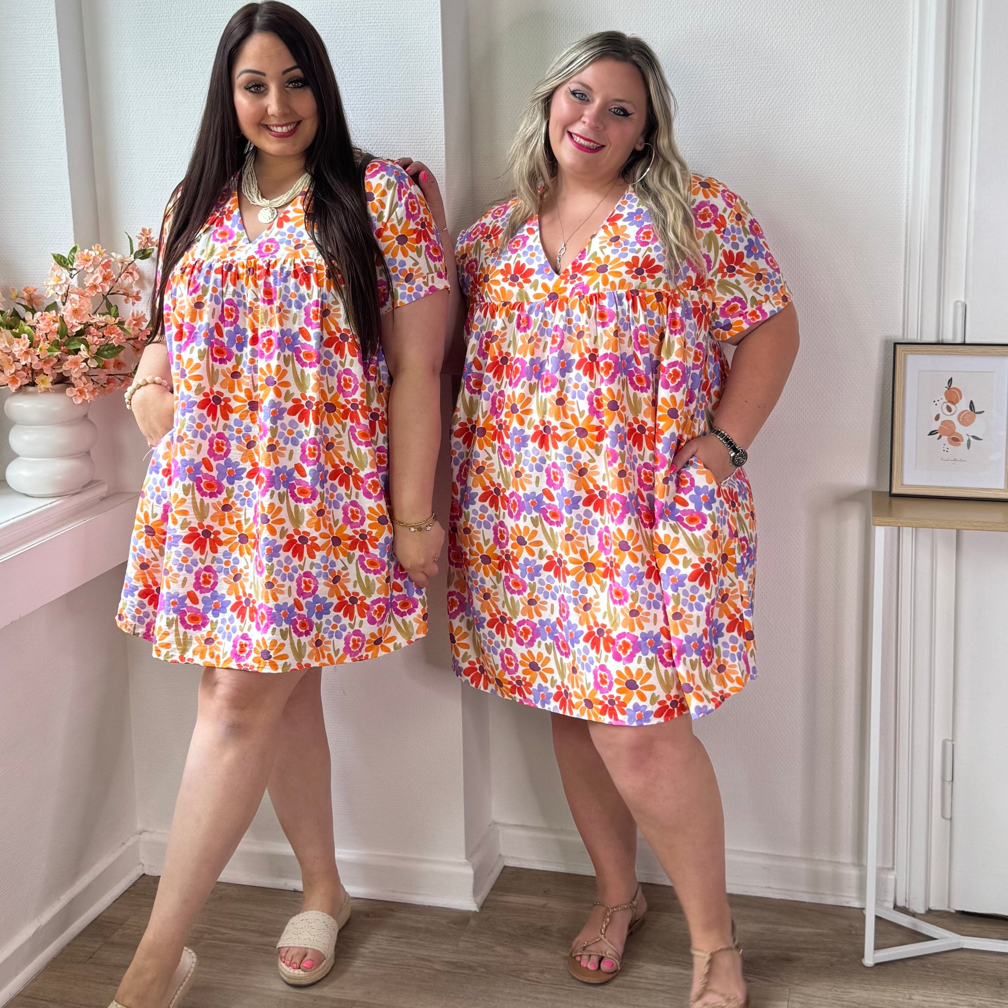 Robe short à fleurs multicolores – PULPEUSE ET CHIC BOUTIQUE