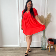 Charger l&#39;image dans la galerie, Robe-short rouge/corail
