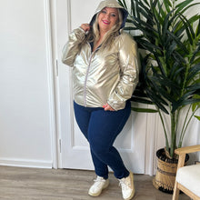 Charger l&#39;image dans la galerie, Veste imperméable courte réversible marine et doré
