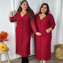 Charger l&#39;image dans la galerie, Robe longue crochet bordeaux
