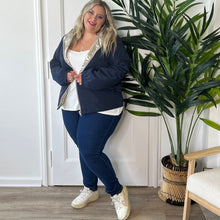 Charger l&#39;image dans la galerie, Veste imperméable courte réversible marine et doré
