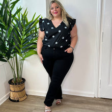 Charger l&#39;image dans la galerie, Blouse à marguerites en coton noir
