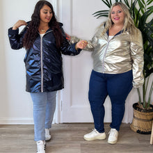 Charger l&#39;image dans la galerie, Veste imperméable mi-longue réversible marine
