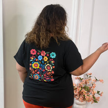 Charger l'image dans la galerie, ⁠T-shirt bloom coloré noir en coton
