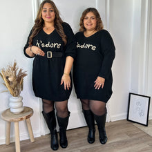 Charger l&#39;image dans la galerie, Robe pull J’ADORE noire
