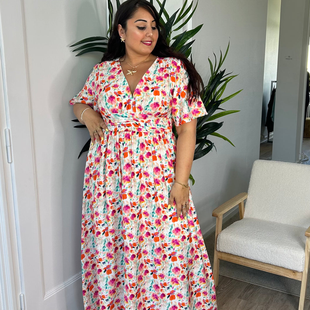 Robe longue palette fleurie