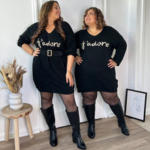 Charger l&#39;image dans la galerie, Robe pull J’ADORE noire
