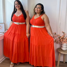 Charger l'image dans la galerie, ⁠Robe longue dentelle élégance orange

