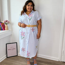 Charger l&#39;image dans la galerie, Robe chemise à rayures bleu ciel - EN COTON - ÉDITION LIMITÉE
