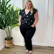 Charger l&#39;image dans la galerie, Blouse à marguerites en coton noir
