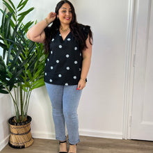 Charger l&#39;image dans la galerie, Blouse à marguerites en coton noir
